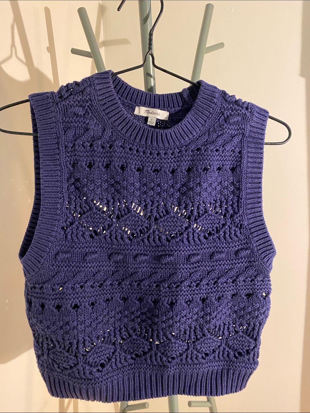 Madewell Deep Navy Cable Knit Sleeveless Sweater Vest
